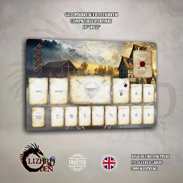 Gloomhaven Frosthaven Compatible Playmat – Neoprene Dashboard - Player Dashboard -