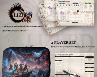 D&D 5E Party Dashboard Set - Initiative Tracker - DM Combat Tracker - Dry Erase Character Boards