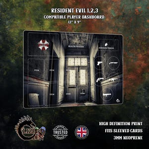 Tappetino per cruscotto compatibile con il gioco da tavolo Resident Evil 3/2/1