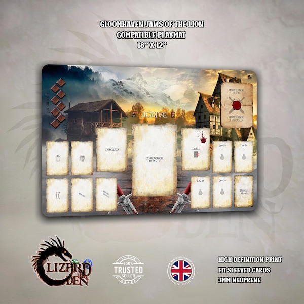 Gloomhaven Jaws Of The Lion Compatible Playmat - Player Dashboard - Game Mat
