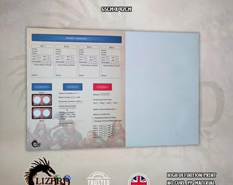 Four Against Darkness RPG Mat – Solo Play Tracker, Dry/Wet Erase (65cm × 42cm)
