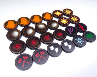 LOTR LCG Acrylic Token Set – Double-Sided Custom Tokens – 20mm Diameter – Board Game Upgrade Accessory