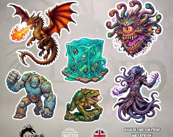 Fantasy Monster Vinyl Stickers - Choose Your Monster - RPG Laptop Decals