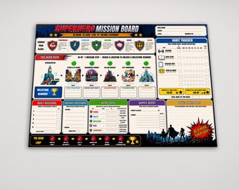 Superhero Habit Tracker A2 – Gamified ADHD Productivity Board (Reusable Dry Erase)