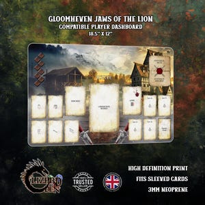 Gloomhaven Jaws Of The Lion compatible player dashboard mat
