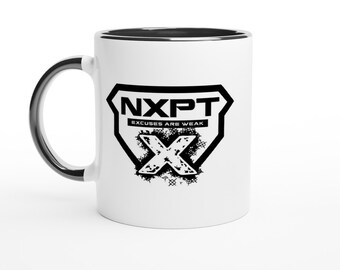 NXPT White 11oz Ceramic Mug with Black Color Inside