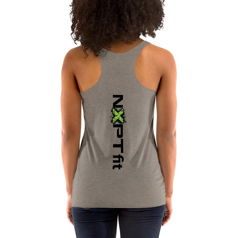 NXPT Black Badge with Green Team X Two Sided Women's Racerback Tank image 6