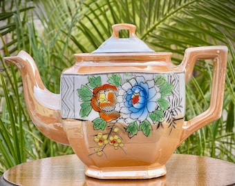 Vintage Lusterware Floral Teapot