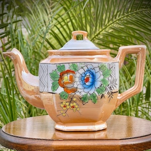 Vintage Lusterware Floral Teapot image 1