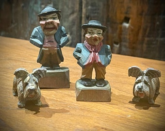 Vintage italienische Volkskunst Miniatur handgeschnitzte Figuren
