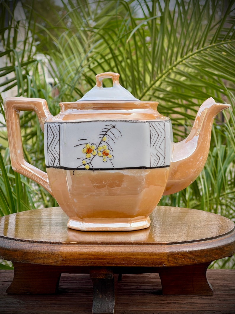 Vintage Lusterware Floral Teapot image 2