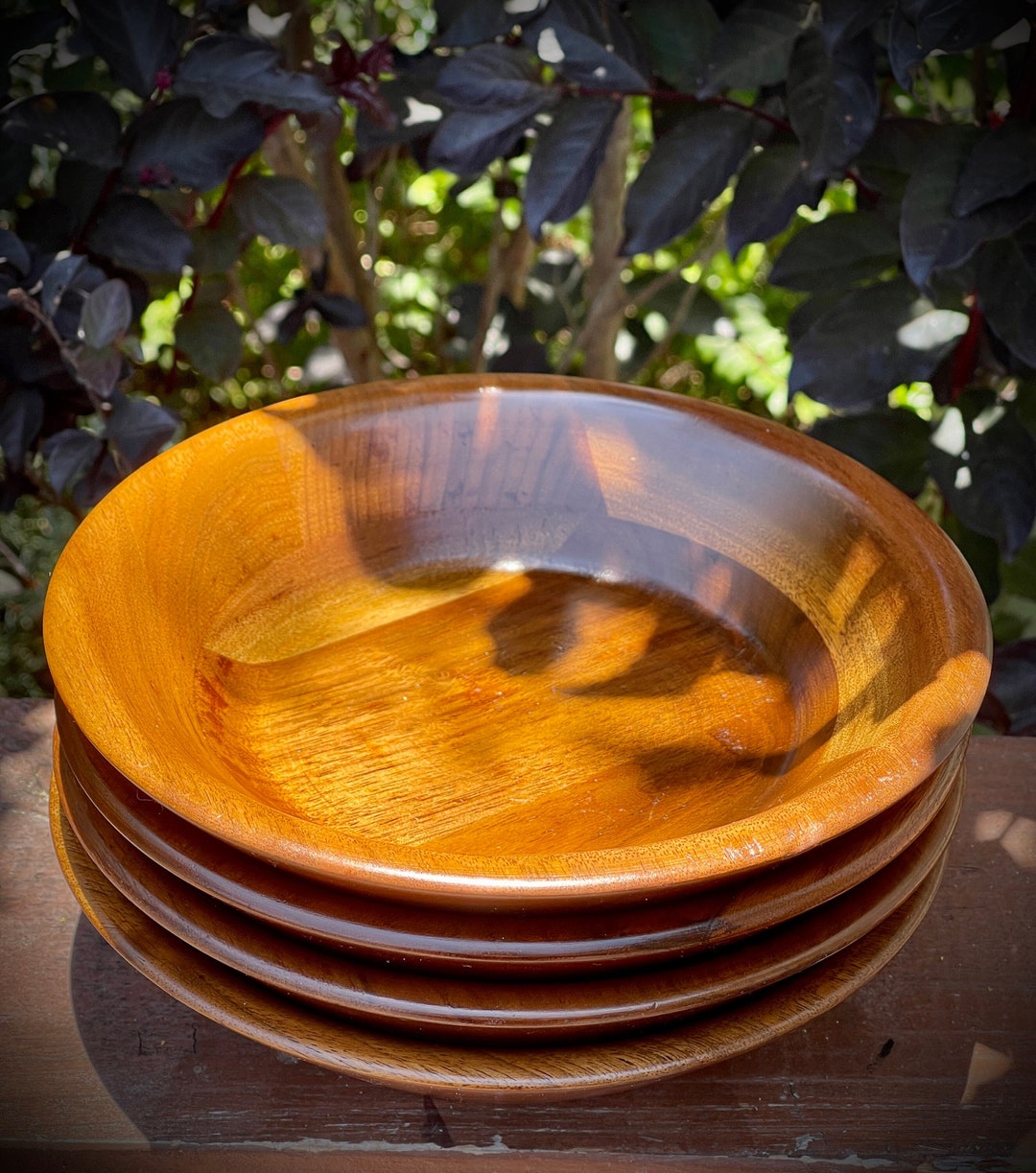 Vintage Walnut Salad Bowls set of 4 Etsy