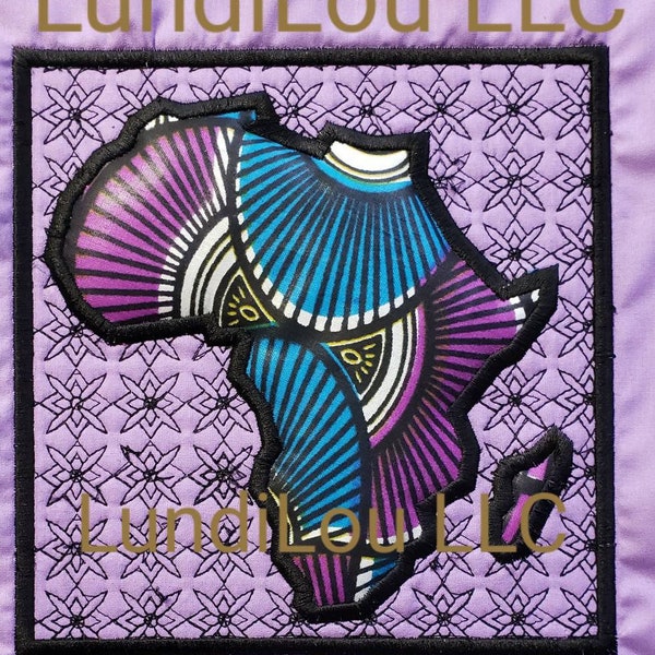 Africa Trapunto Applique Embroidery Quilt Block pour 8in