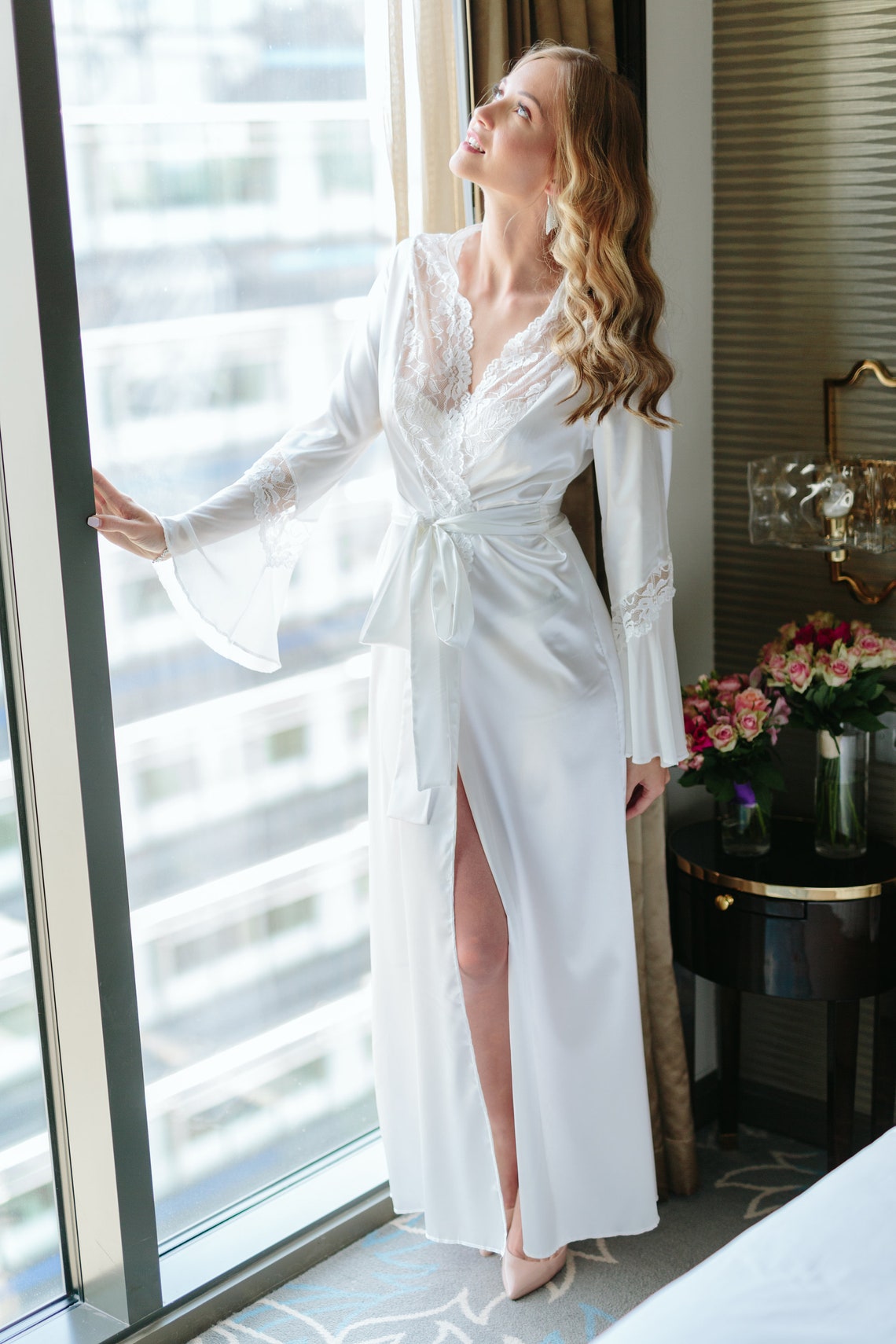 Bride robe getting ready robe honeymoon robe wedding day Etsy