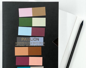 Pavilion ' pH ' - A5 Buckram Embossed Foiled Sketchbook / Notebook - pH - Graphic - Modern - Notebook - Luxury - Sketchbook