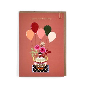Paviljoen - OBJET Have a Wonderful Day - Wenskaart - Ballonnen - Bloemen - Botanisch - Interieur - Decor - Interieurontwerp - Geïllustreerd