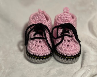 Pink Crochet Baby Doc Marten Style Booties
