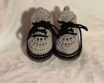 Gray Crochet Baby Doc Marten Style Booties