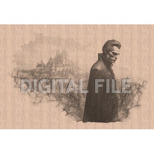 Lasergravur, Dracula png, 3D Illusion, Holzgravur, Glowforge Laser Ready.