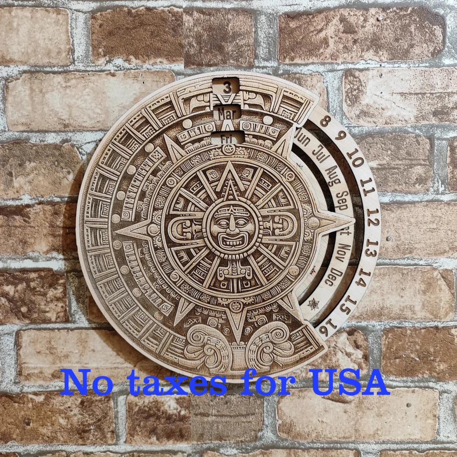 Laser Engraved Aztec Calendar: Perpetual Wood Desk or Wall Decor - Etsy