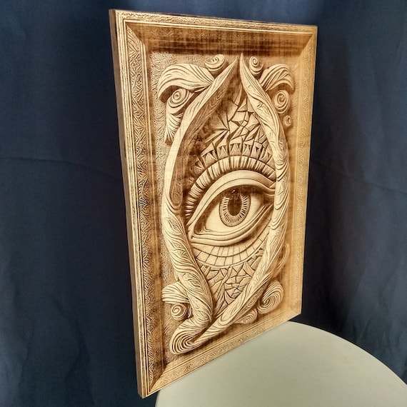 エジプト・ファイアンス　ホルスの目の額装 3Dホルスの目木製ウォールアート：レーザー彫刻エジプト装飾 - Etsy 日本