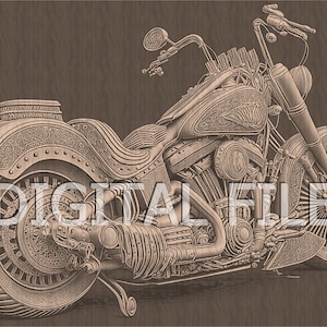 Laser Engraving Files, Motorcycle PNG, 3D Illusion, Wood Engraving, Glowforge Laser Ready.