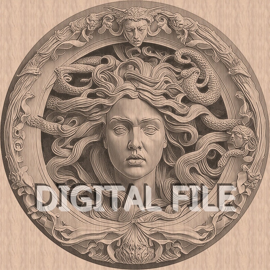 Laser Engraved Files Medusa 3D Illusion Wood Engraving Etsy