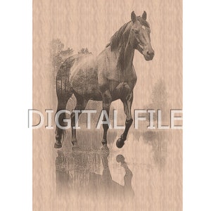 Dateien, Lasergravur, Pferd, 3D Illusion, Holzgravur, Glowforge Laser Ready, xTool-Dateien