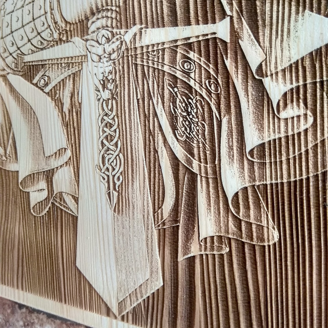 Wood Burning Viking Warrior Wall Art Norse Mythology Laser Etsy