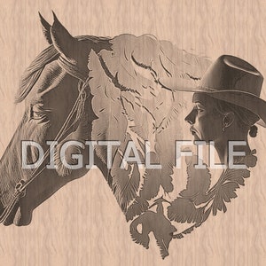 Lasergravur Dateien, Cowgirl, 3D Illusion, Holzgravur, Glowforge Laser Ready, xTool Files