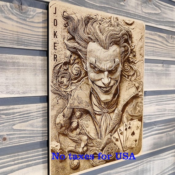 Laser Engraved Joker Card Wood Art: Gaming Room Decor - Etsy