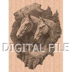 Pferde, Lasergravur Files, 3D Illusion, Glowforge Laser Ready, xTool Files