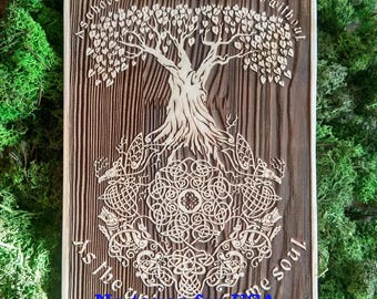 Wood Burned Yggdrasil Tree of Life Wall Art: Norse Pagan Decor