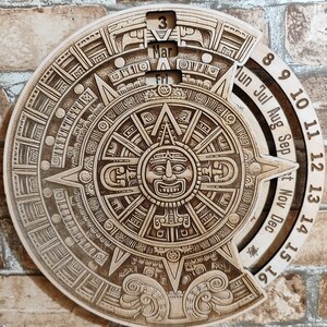 Aztec Calendar Engraved Pattern Laser Engraved Aztec Calendar: Perpetual Wood Desk or Wall Decor - Etsy