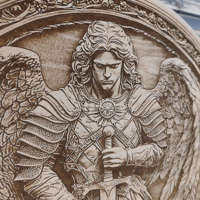 Archangel Michael, Laser Engraved Modern Christian Art. - Etsy