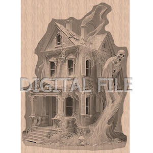 Lasergravur Dateien, Spukhaus, Spooky Season, 3D Illusion, Holzgravur, Glowforge Laser Ready.