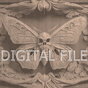 Lasergravur Dateien, Death Head Moth, 3D Illusion, Holzgravur, Glowforge Laser Ready.