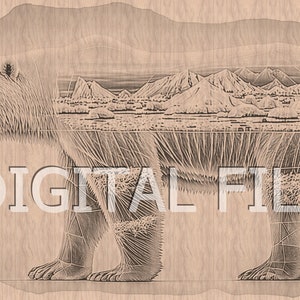 Laser Engraving Files, Polar Bear, 3D Illusion, Wood Engraving, Glowforge Laser Ready.