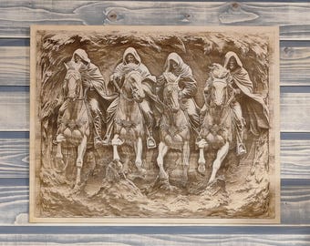 Four Horsemen of the Apocalypse, Laser Engraving Biblical Wall Art