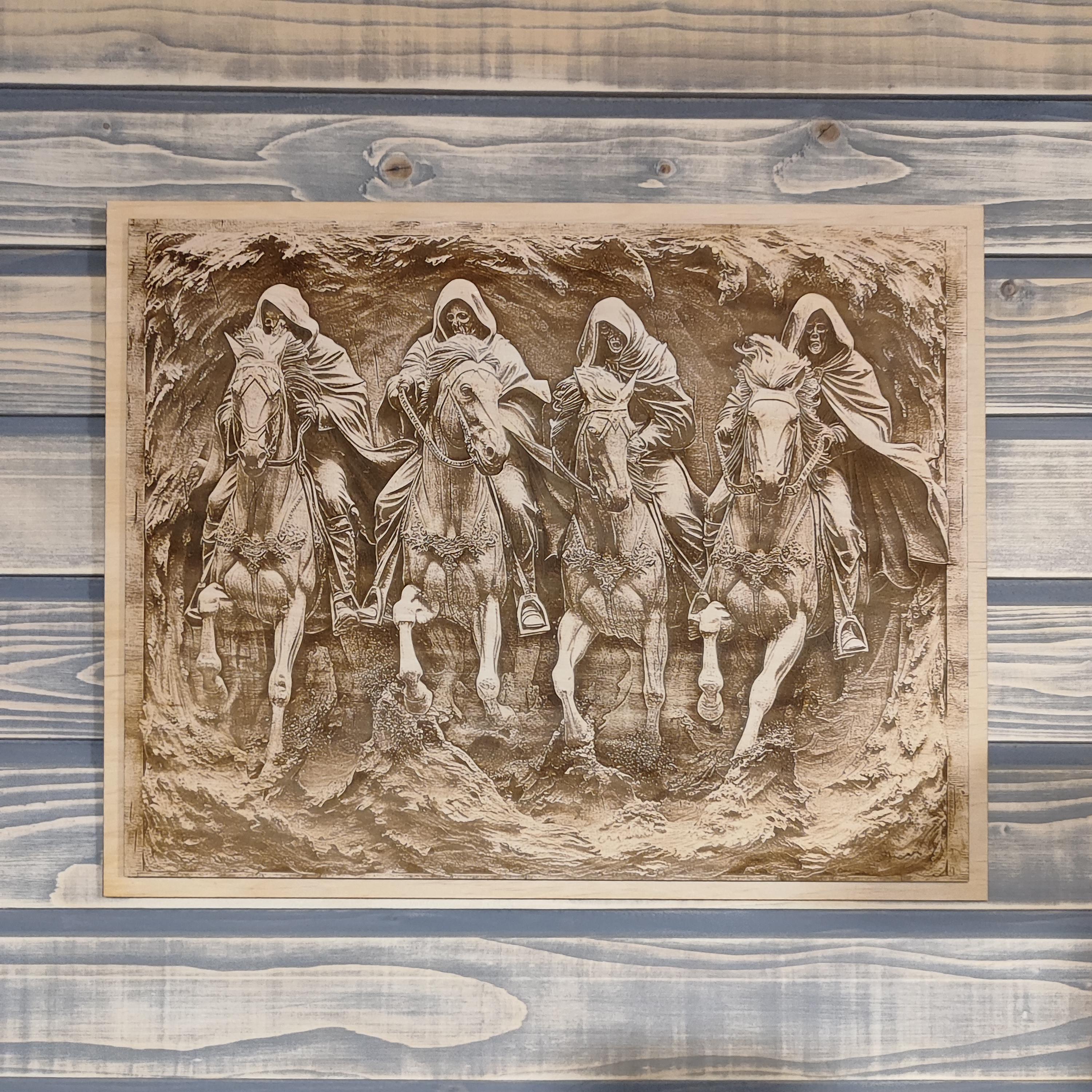 Four Horsemen of the Apocalypse, Laser Engraving Biblical Wall Art