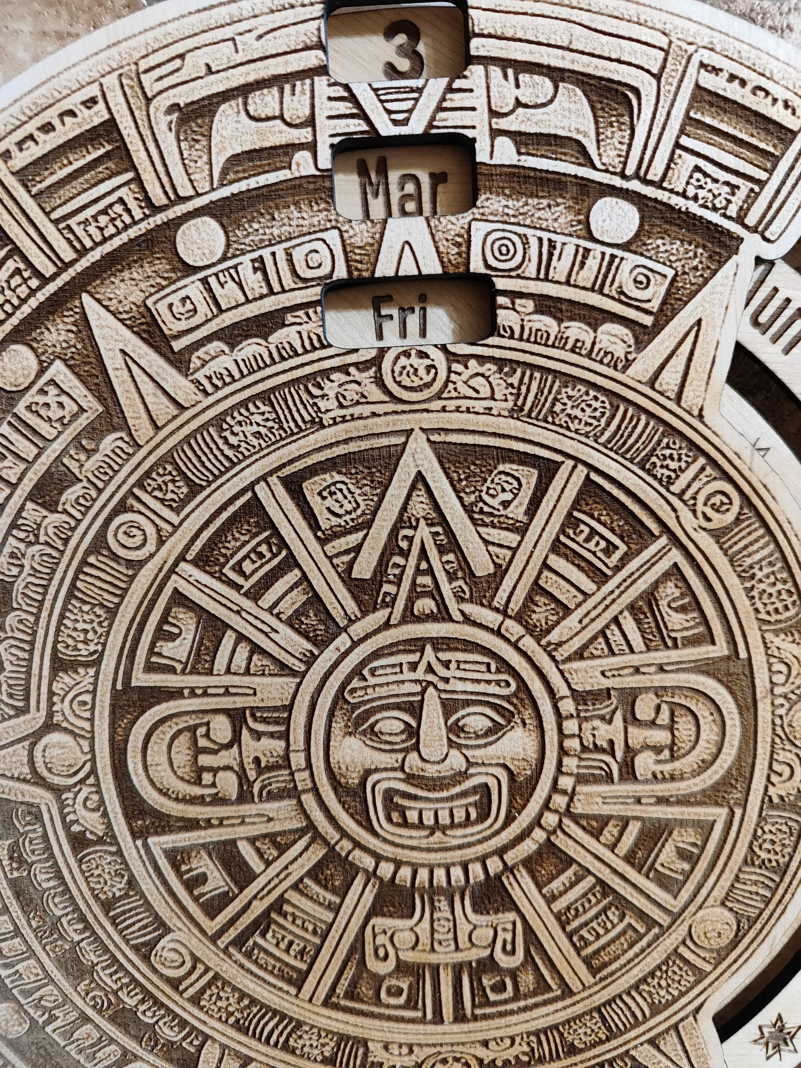 Laser Engraved Aztec Calendar: Perpetual Wood Desk or Wall Decor - Etsy