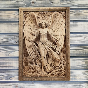 Angel, 3D Illusion Laser Engraving Wood Wall Art.