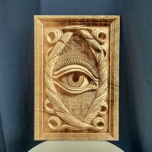 Auge des Ra, Allsehendes Auge, drittes Auge, 3D Illusion Lasergravur ägyptische Symbole Wand-Dekor.