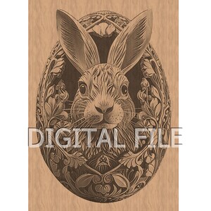 Fichiers de gravure laser, Lapin de Pâques png, Oeuf de Pâques png, Joyeuses Pâques png, Illusion 3D, Gravure sur bois, Glowforge Laser Ready, xTool.