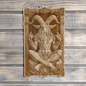 Baphomet, Laser Engraved Macabre Wood Wall Art.