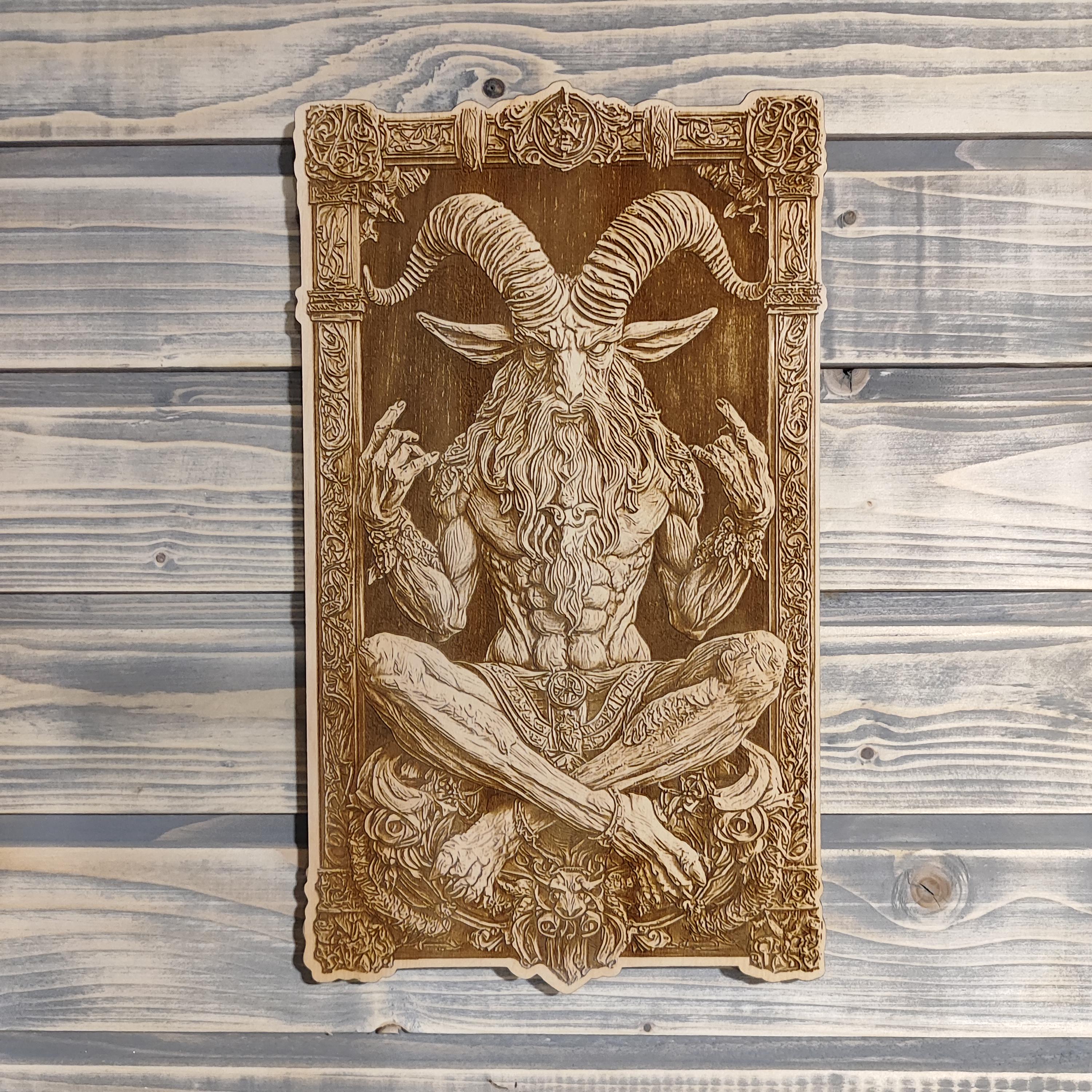 Baphomet, Laser Engraved Macabre Wood Wall Art.