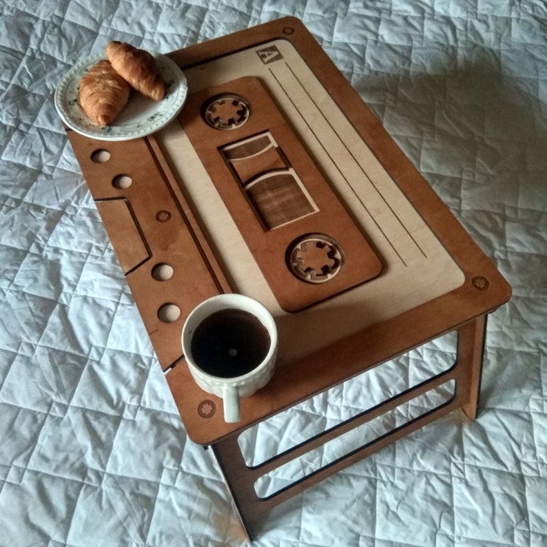 Personalized Coffee Folding Table, Bed Tray, Folding Tray Table, Mixtape Table, Cassette Coffee Table, Small Coffee Table. image 2