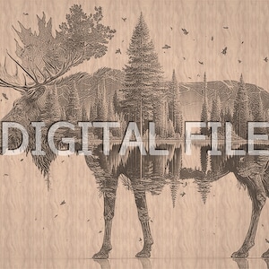 Laser Engraving Files, Moose, 3D Illusion, Wood Engraving, Glowforge Laser Ready.