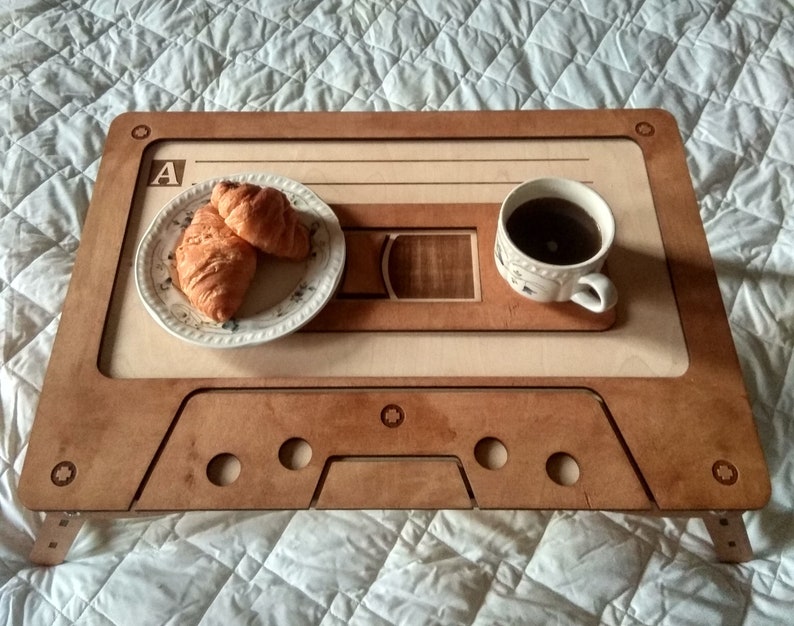 Personalized Coffee Folding Table, Bed Tray, Folding Tray Table, Mixtape Table, Cassette Coffee Table, Small Coffee Table. image 3
