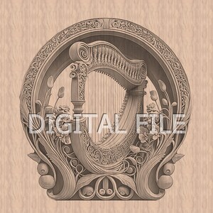 Lasergravur Dateien, Harfe, irische Symbole, 3D Illusion, Holzgravur, Glowforge Laser Ready.